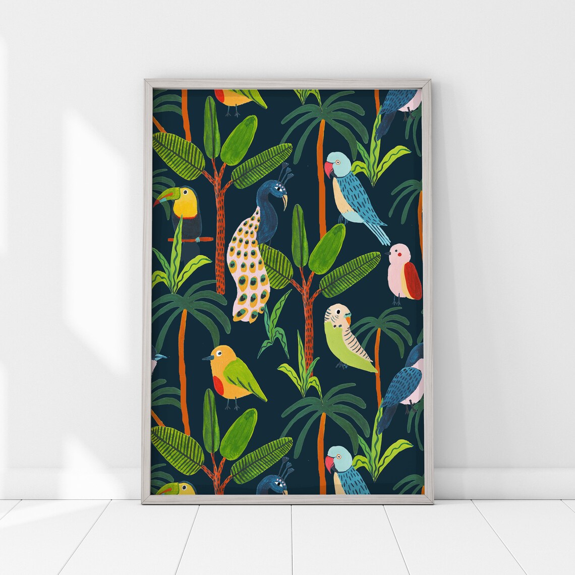 Parrot Peacock Toucan Botanical Animal Print, Nursery - Image 4