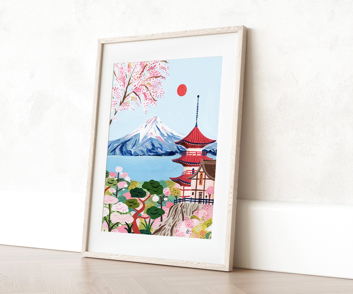 Japan Travel Poster, Mount Fuji and Kyoto Print - Image 4