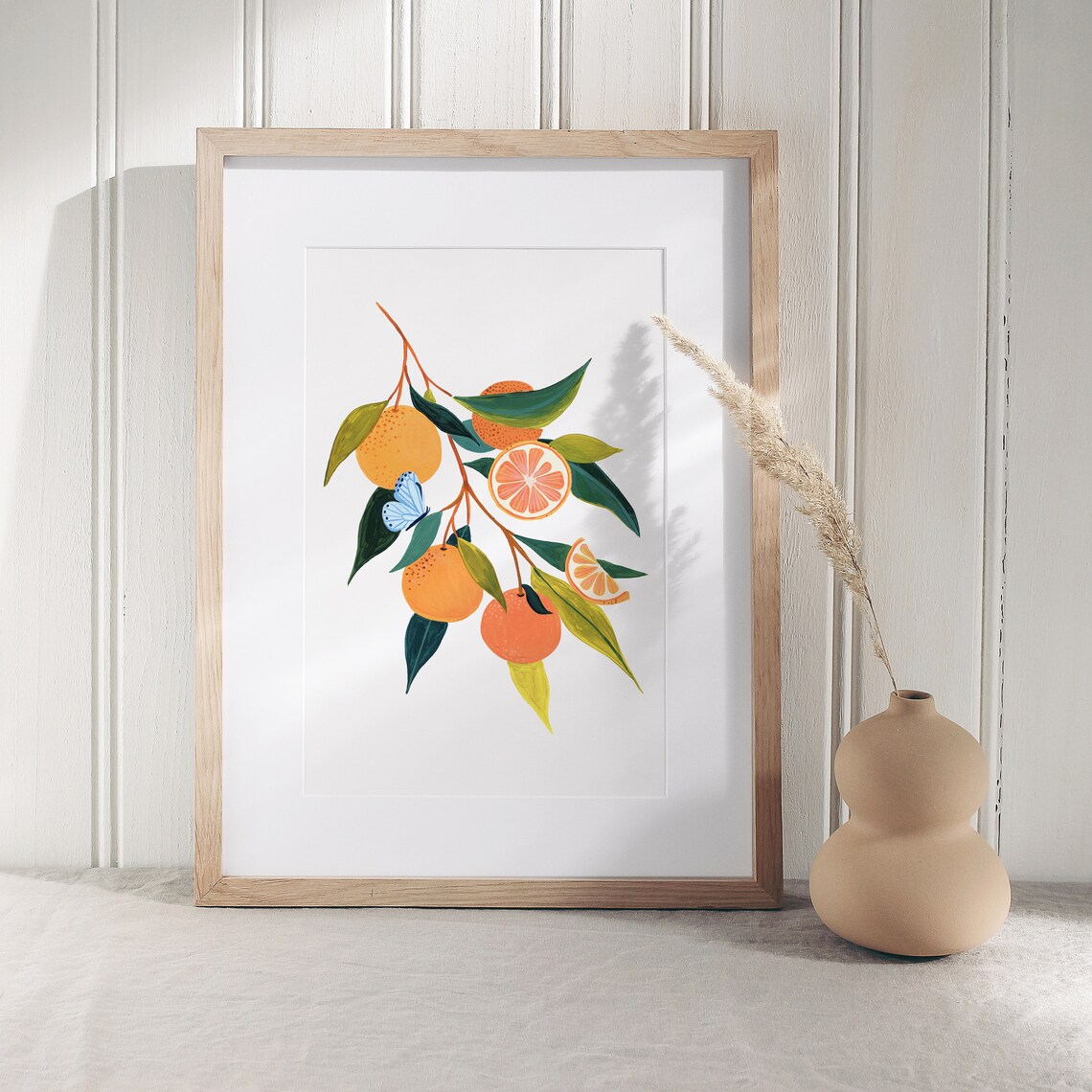 Orange Botanical Kitchen Art Print, Fruit Illustration