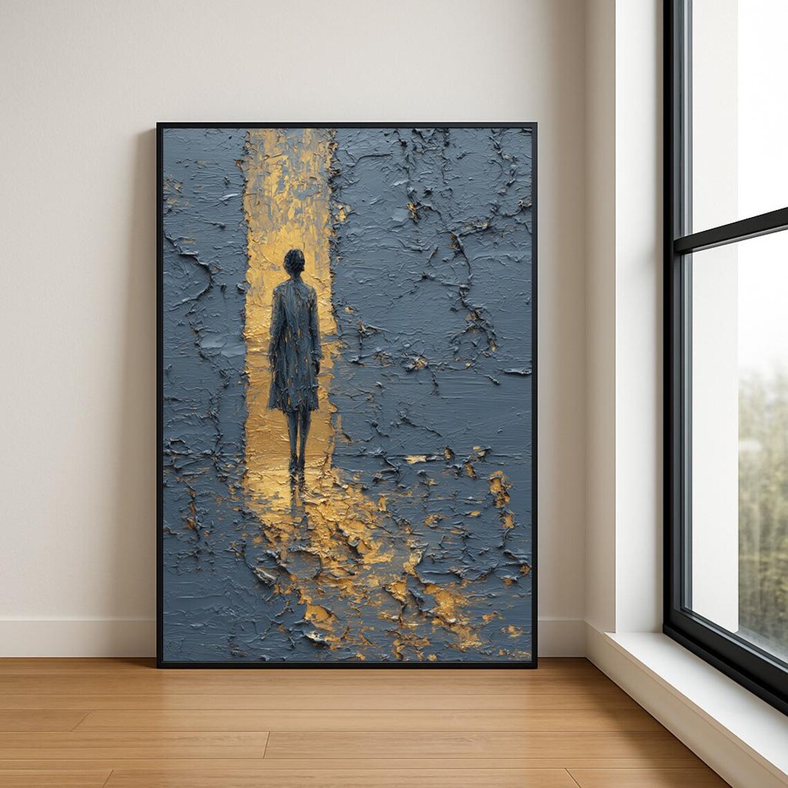 Boy In Doorway Abstract Oil Painting Moody Figurative Print
