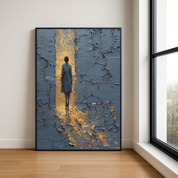 Boy In Doorway Abstract Oil Painting Moody Figurative Print