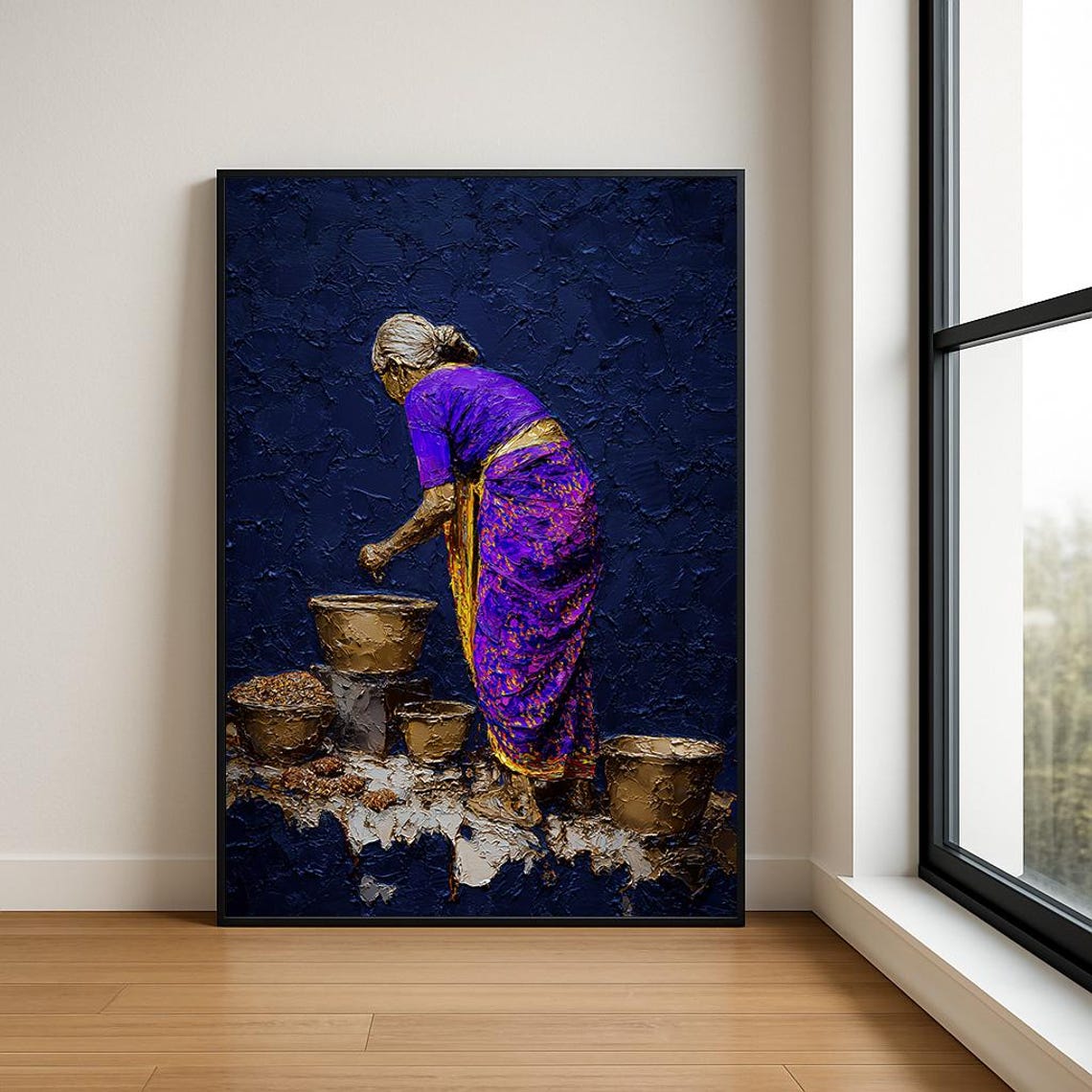 High Resolution Working Woman Oil Painting
