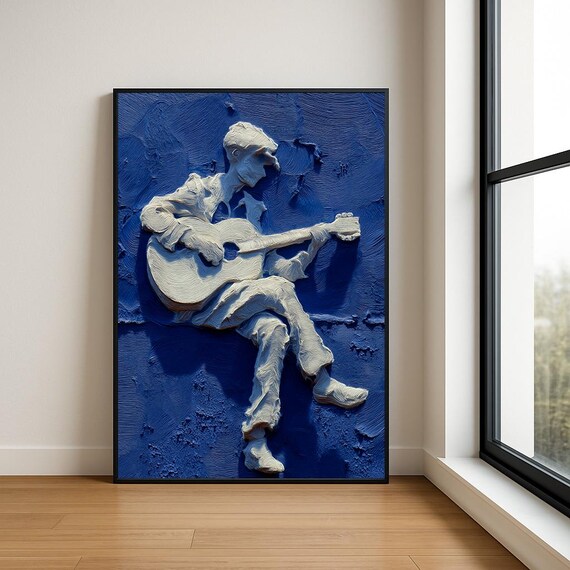 Music Lover Wall Art Print Textured Musician Abstract Oil Painting