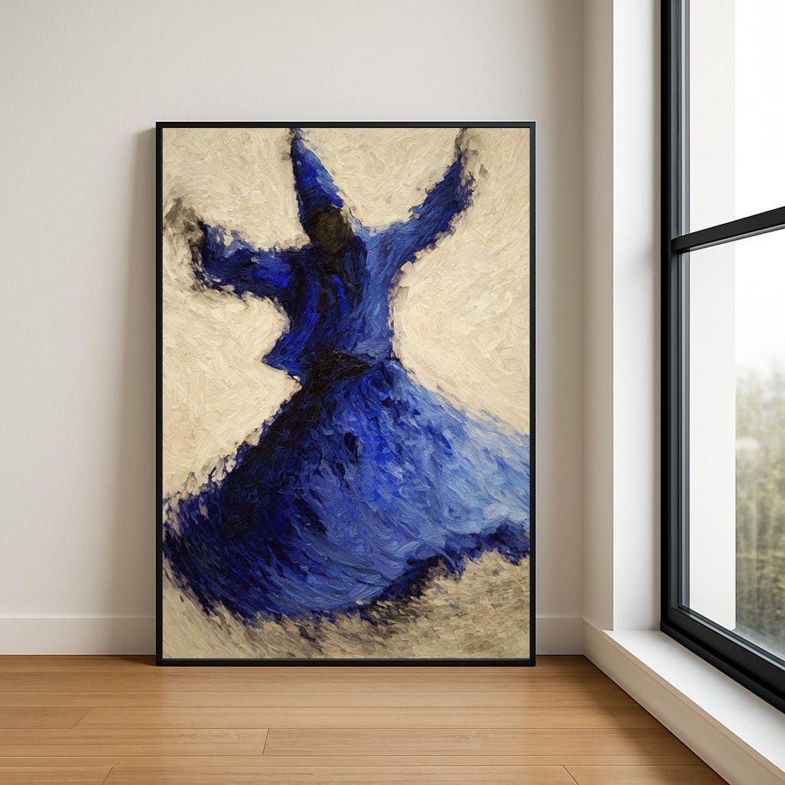 Whirling Dervish Cobalt Blue Sufi Dance Swirl Painting Art Poster