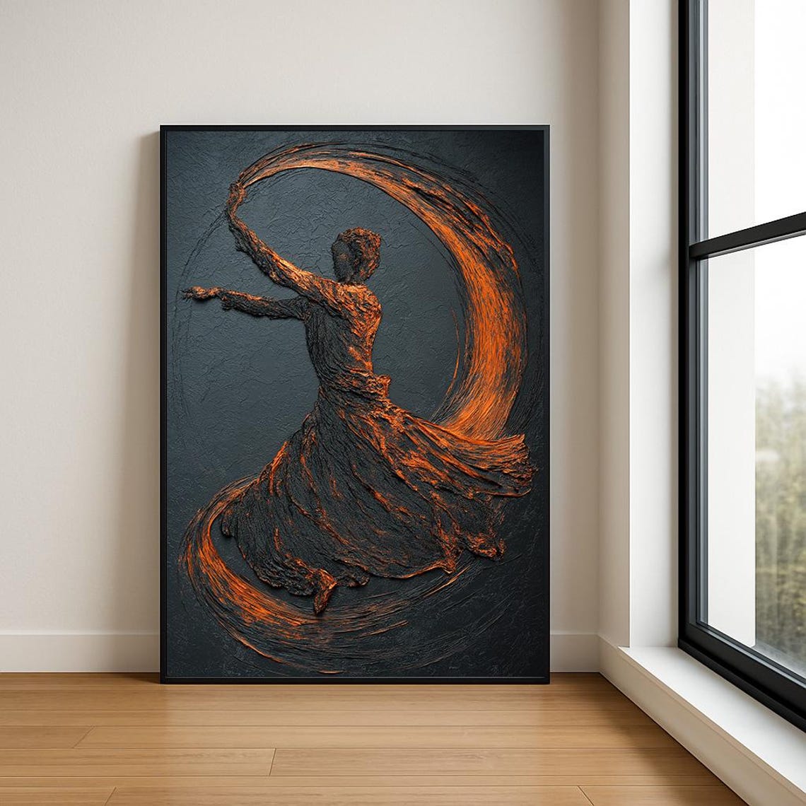 Spinning Dancer in Copper and Orange Swirl Abstract Dark Art Poster
