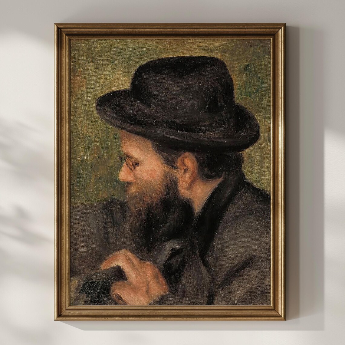 Impressionist Bearded Man With Black Hat Vintage Portrait Painting Poster