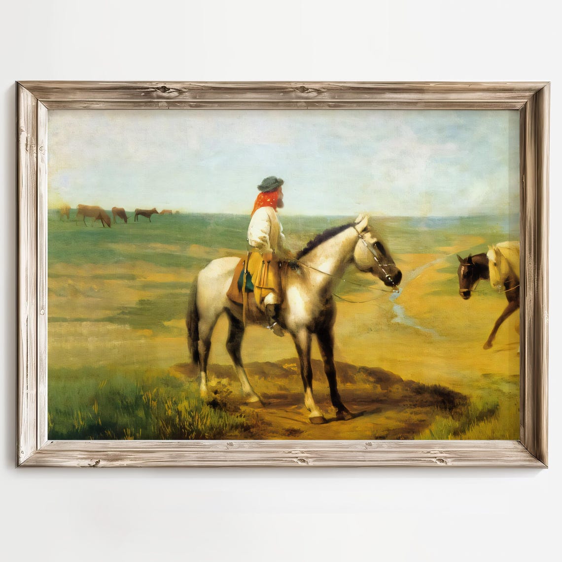 Gaucho on Horseback Riding Across the Golden Pampas Plain Poster - Image 2