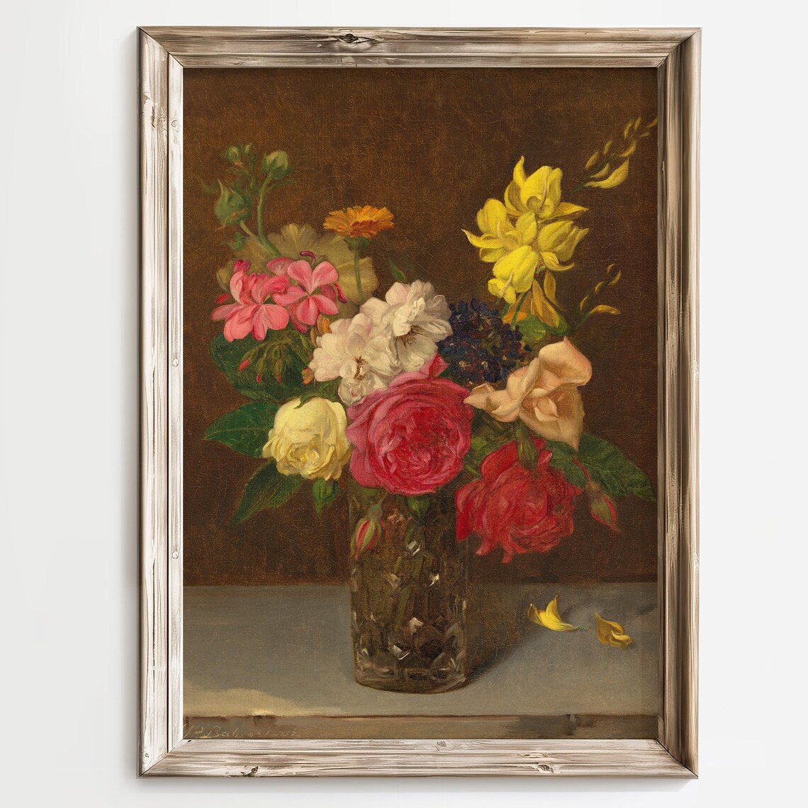 Vintage Rose Bouquet Still Life Antique Floral Painting Poster - Image 2