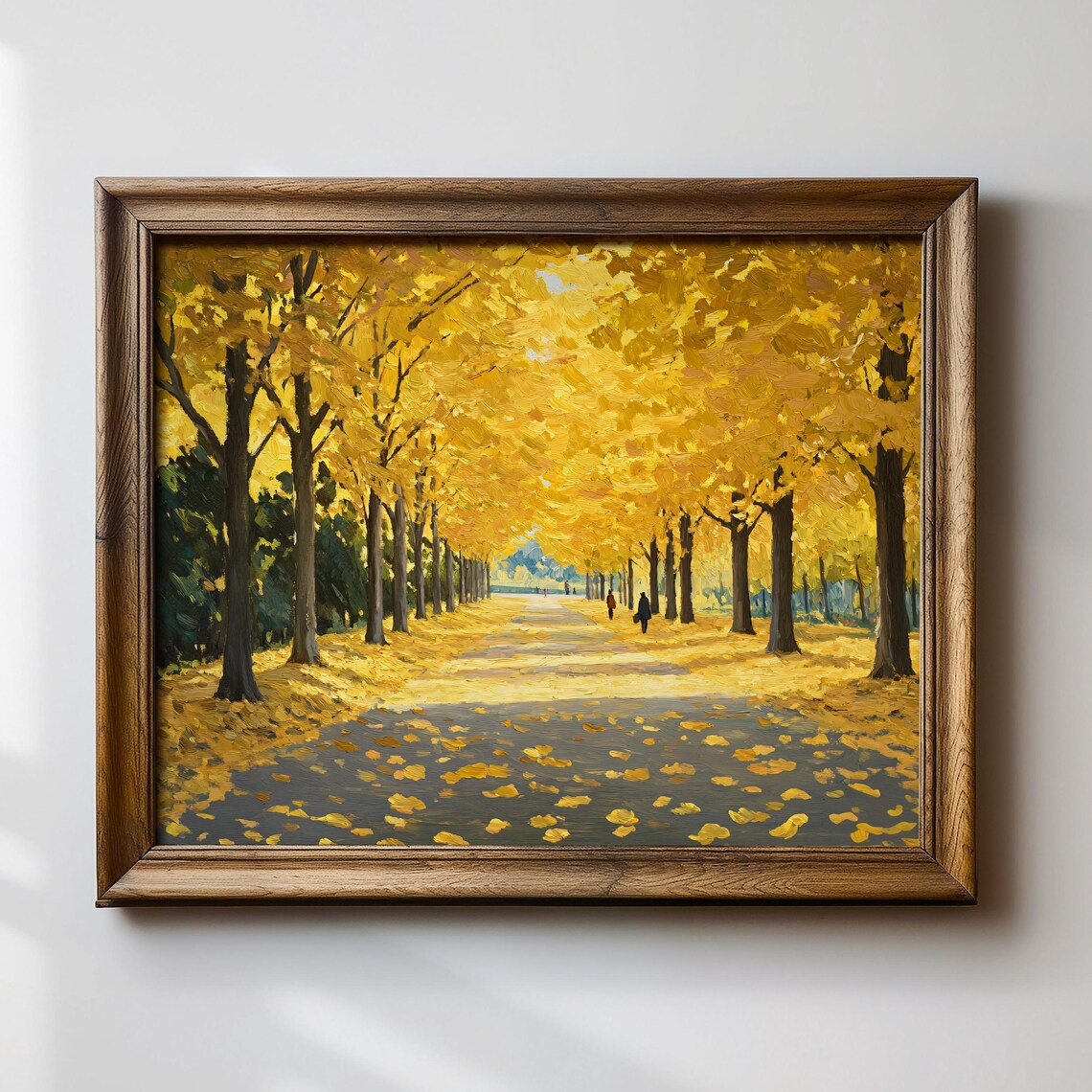 Autumn Avenue of Gold Trees Carpeted in Fallen Leaves Poster