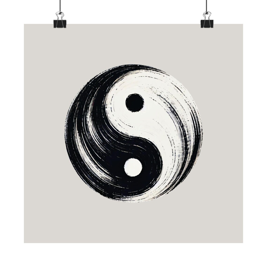 Yin Yang Minimalist Black and White Wall Art Print - Image 3