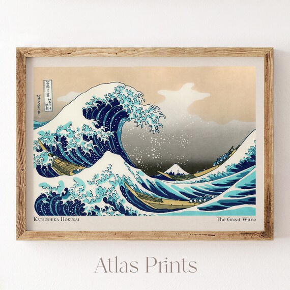 Katsushika Hokusai Great Wave Horizontal Blue Wave Japanese Poster