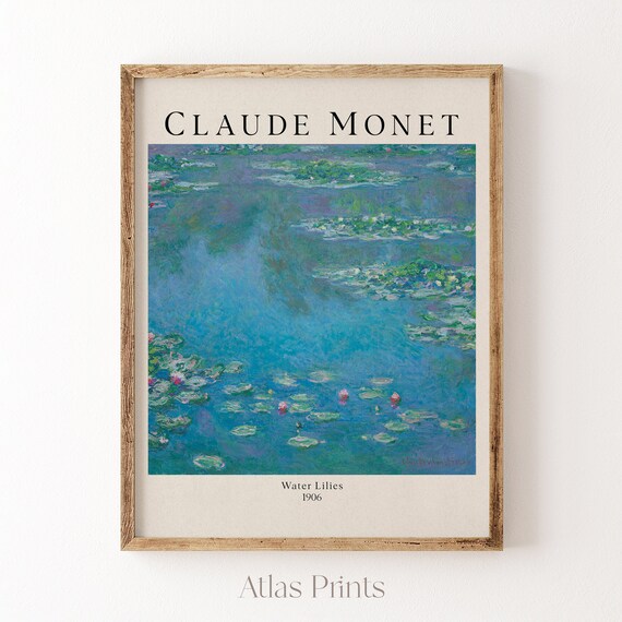 Claude Monet Water Lilies Print Antique Landscape Oil Painting Floral Bedroom Wall Art Eclectic Wall Dcor