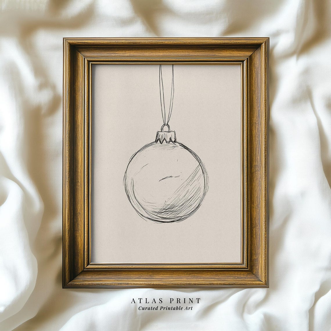 Christmas Bauble Ornament Pencil Sketch Minimalist Holiday Wall Art - Image 5
