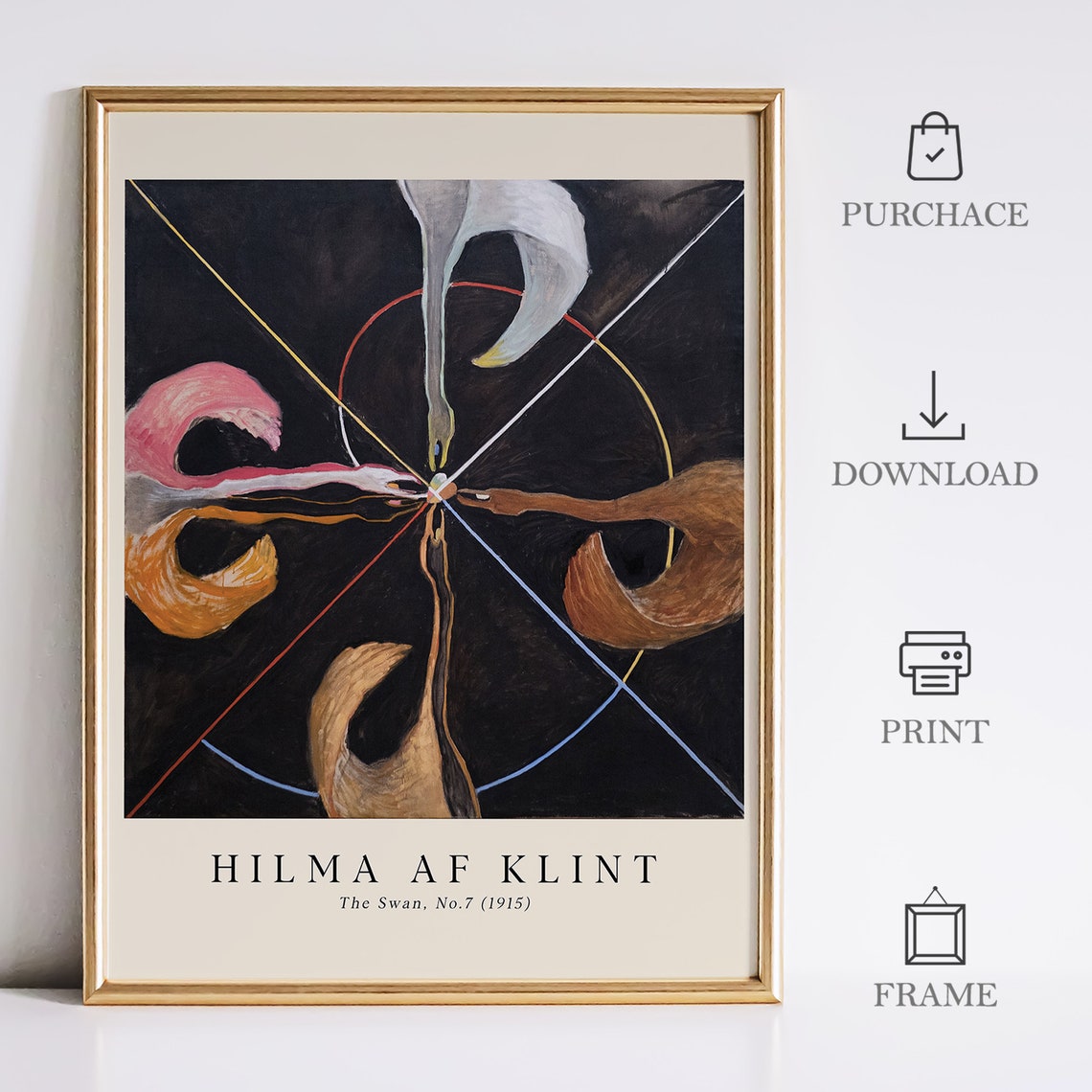 Hilma Af Klint The Swan No 7 1915 Dark Geometric Abstract Print - Image 2