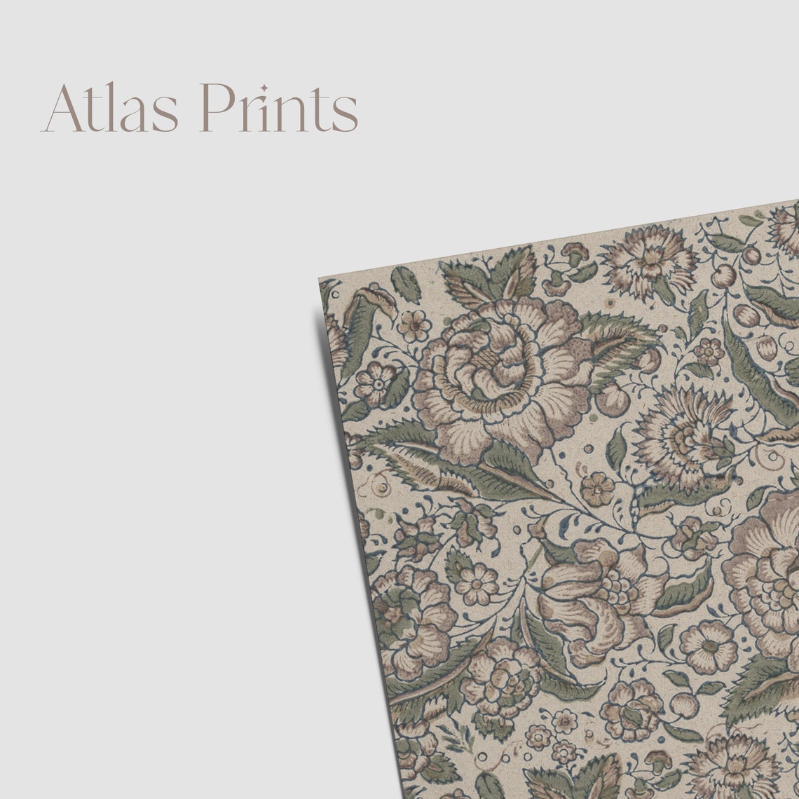 Vintage Sage Green Floral Chintz Pattern Traditional Botanical Poster - Image 5