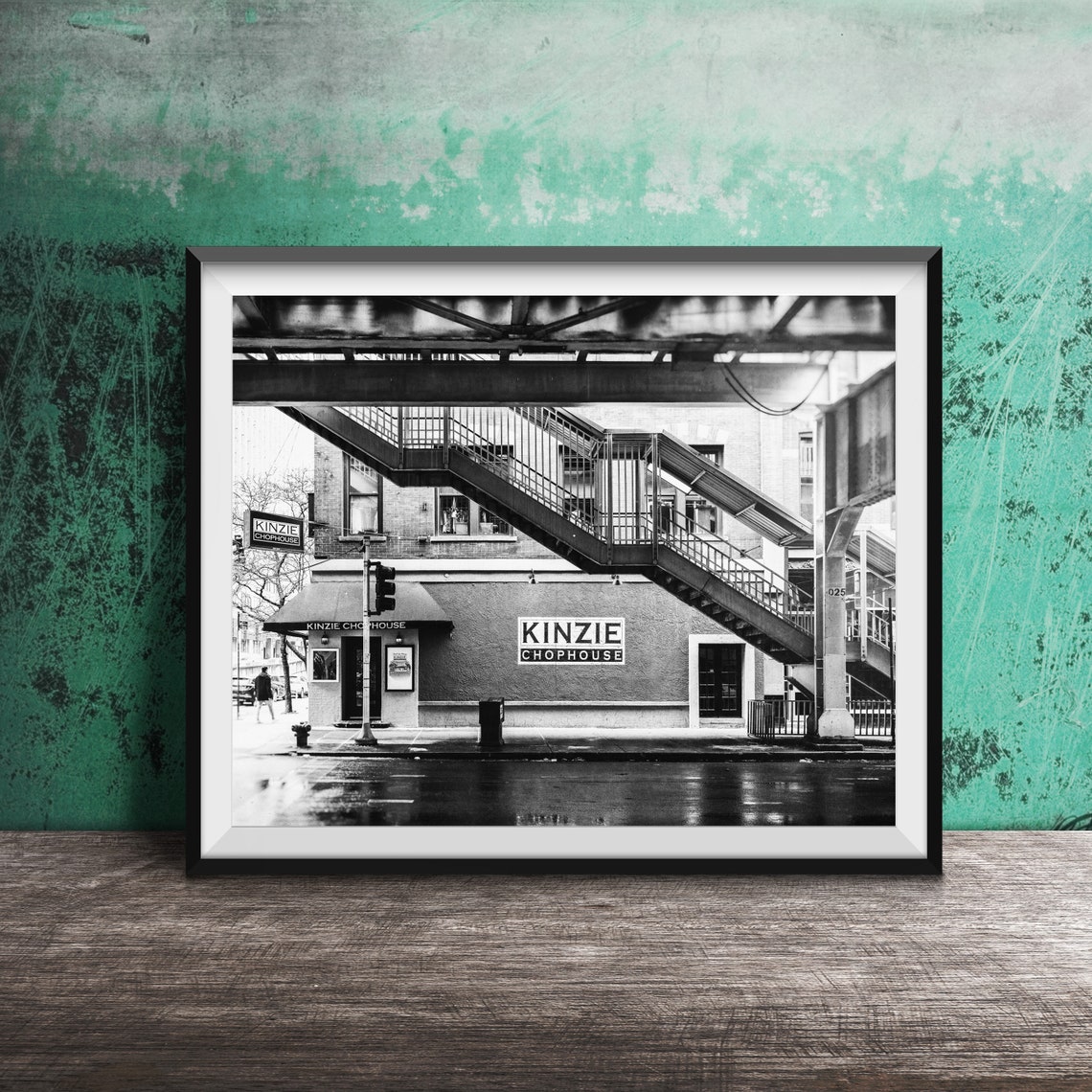 Kinzie Chophouse Chicago Under the L Tracks Rainy Day Poster - Image 2
