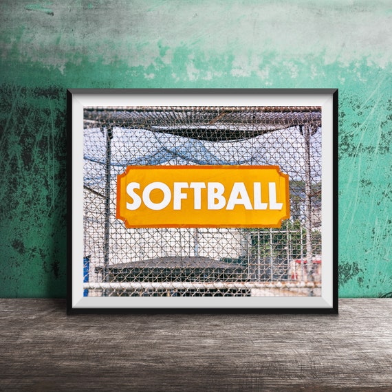 Softball Sign Photography Unframed Wall Art Print Original Fine Art Print Softball Player Fun Park Baseball Batting Cages Prints