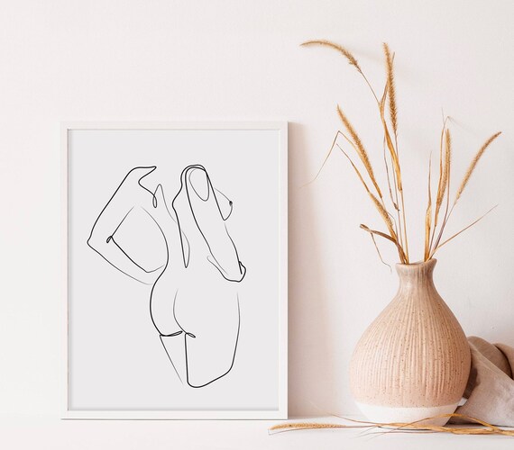 Female Figure One Line Drawing Minimalist Abstract Woman Body Poster