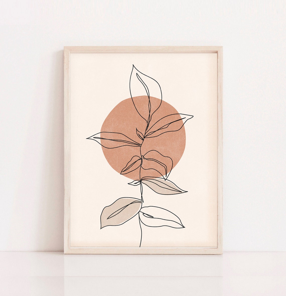 Abstract Botanical Line Art Terracotta Sun Minimalist Wall Poster