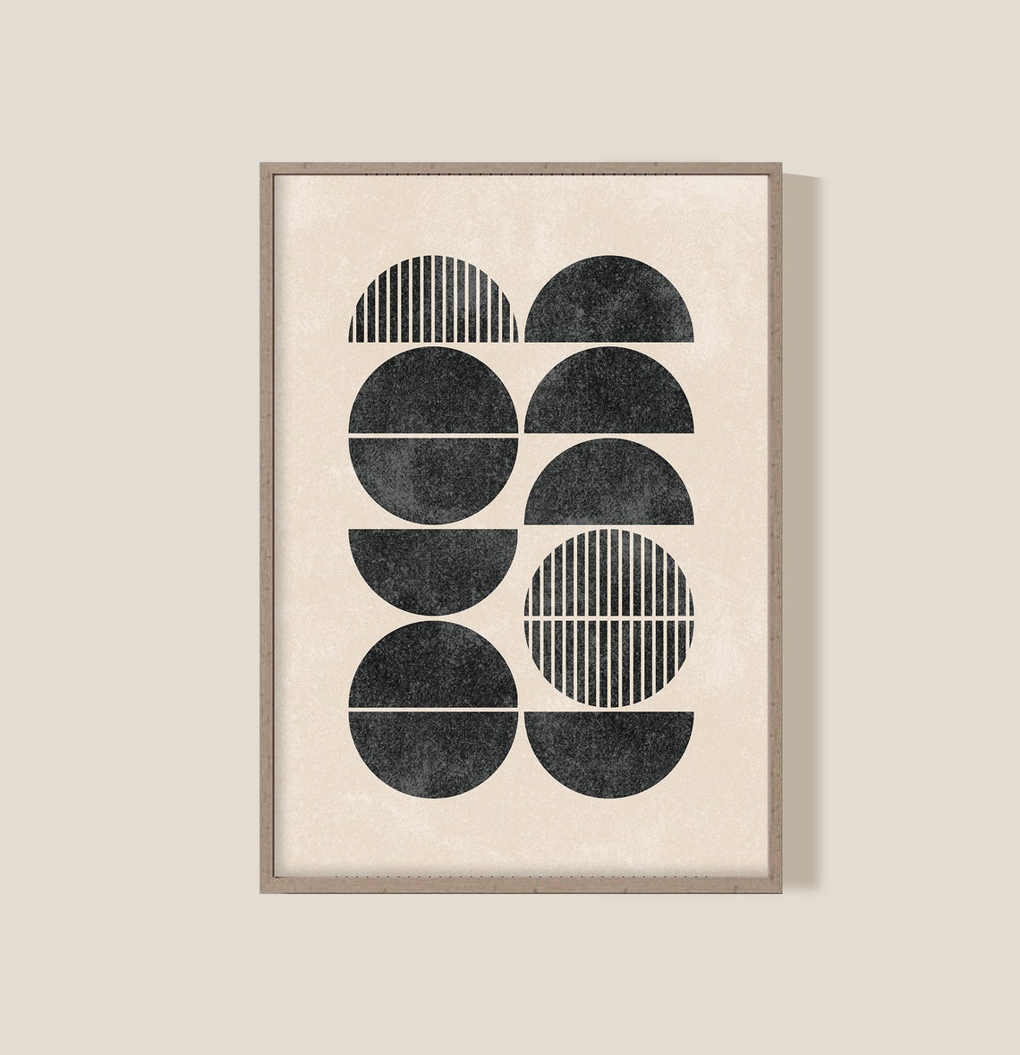 Mid Century Modern Black Semicircle Geometric Abstract Boho Art Poster