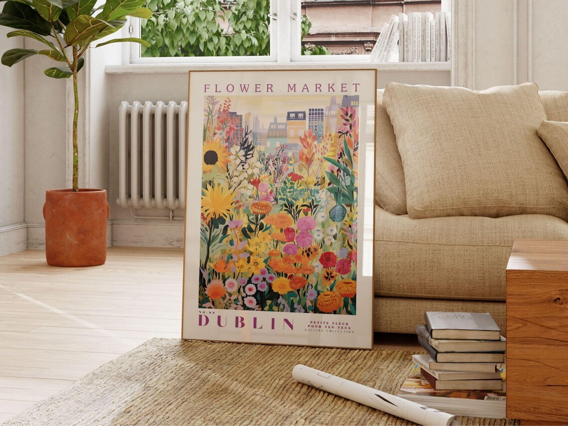 Dublin Flower Market Travel Poster, Botanical Wall Art - Image 2