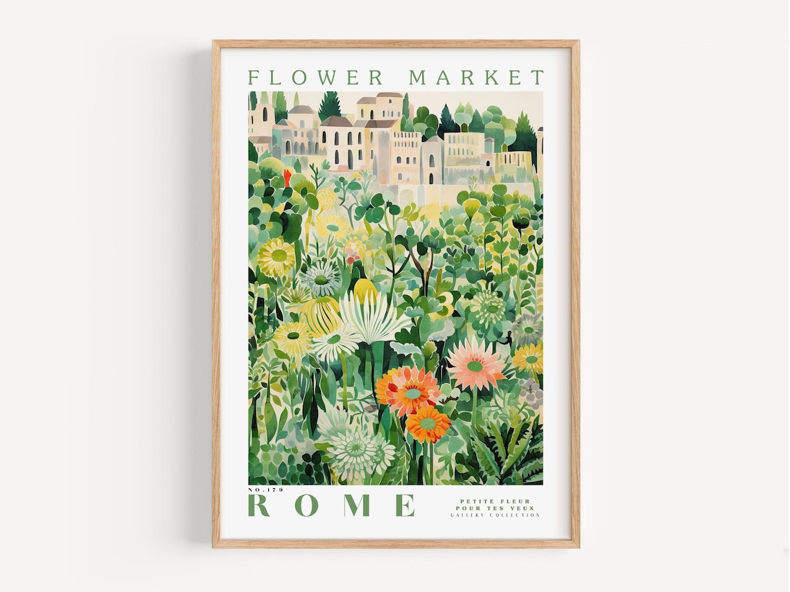 Flower Market Prints, Rome Botanical Wall Art