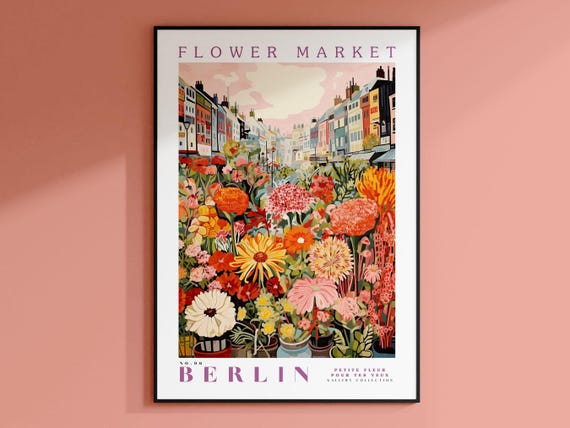 Flower Market Berlin, Germany Travel Poster