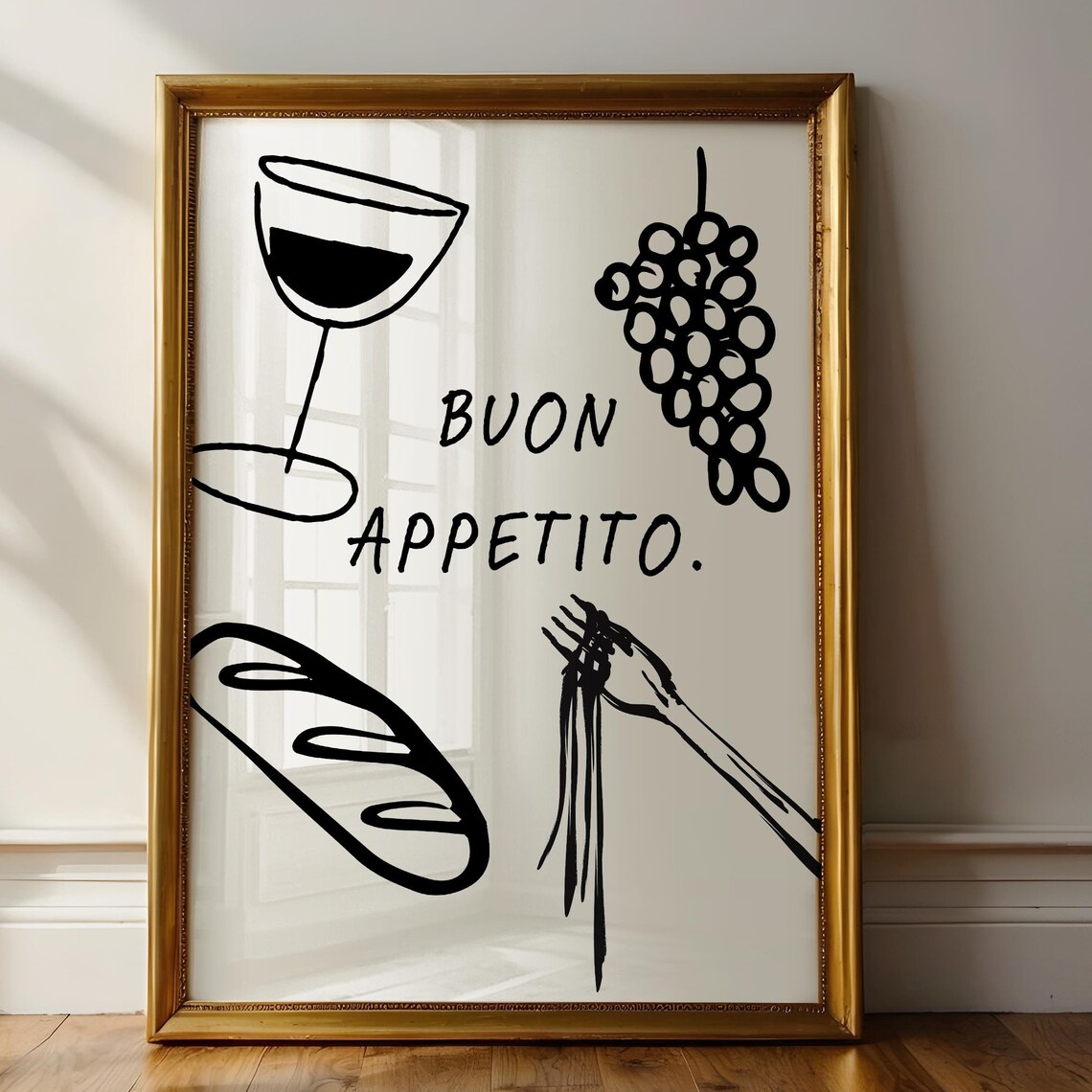 Buon Appetito Italian Kitchen Hand Drawn Food Art Wall Poster - Image 3