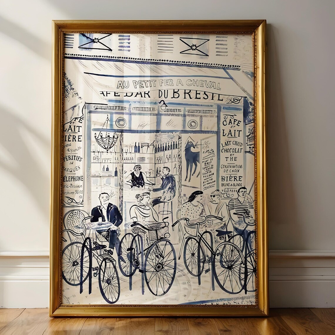French Cafe Watercolor French Kitchen Art Print