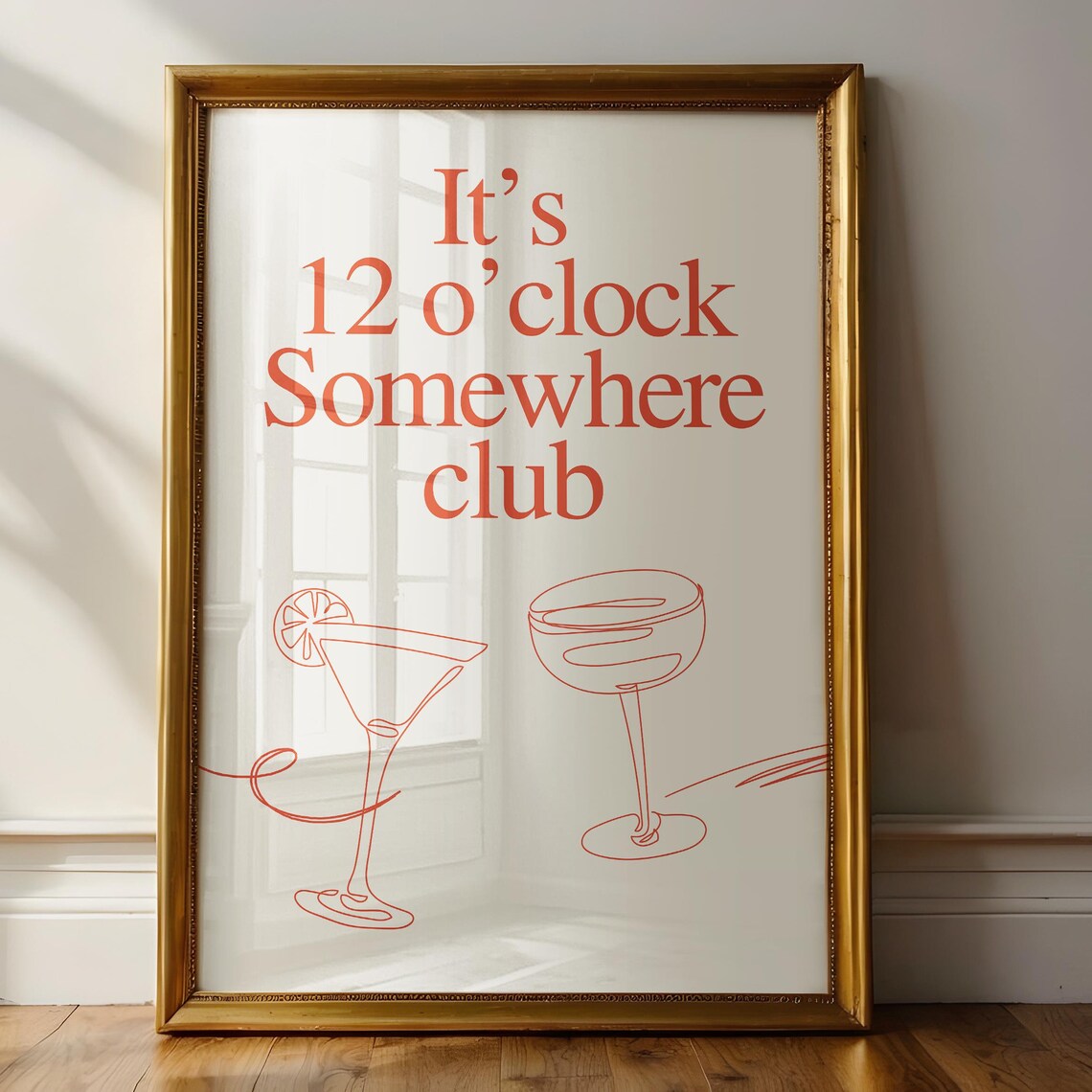 It Is 12 Oclock Somewhere Happy Cocktail Bar Cart Wall Art Poster