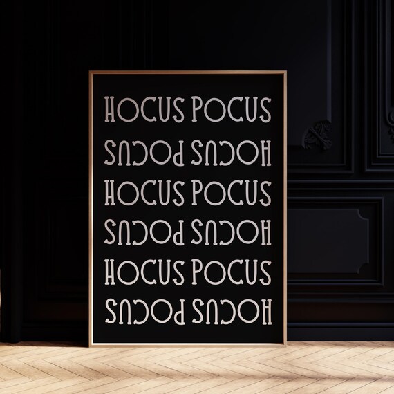Hocus Pocus Black White Witchy Halloween Typography Wall Poster