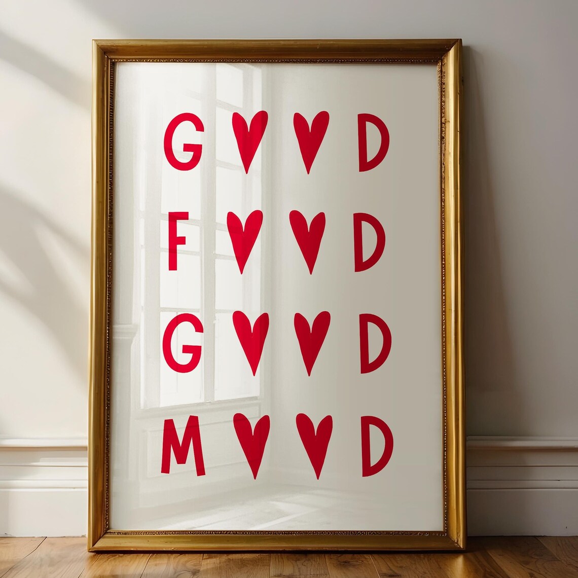 Good Food Good Mood Red Sweet Heart Kitchen Quote Wall Art Poster - Image 2