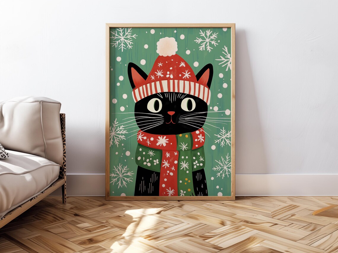 Cat Christmas - Traditional Travel Poster - Image 2