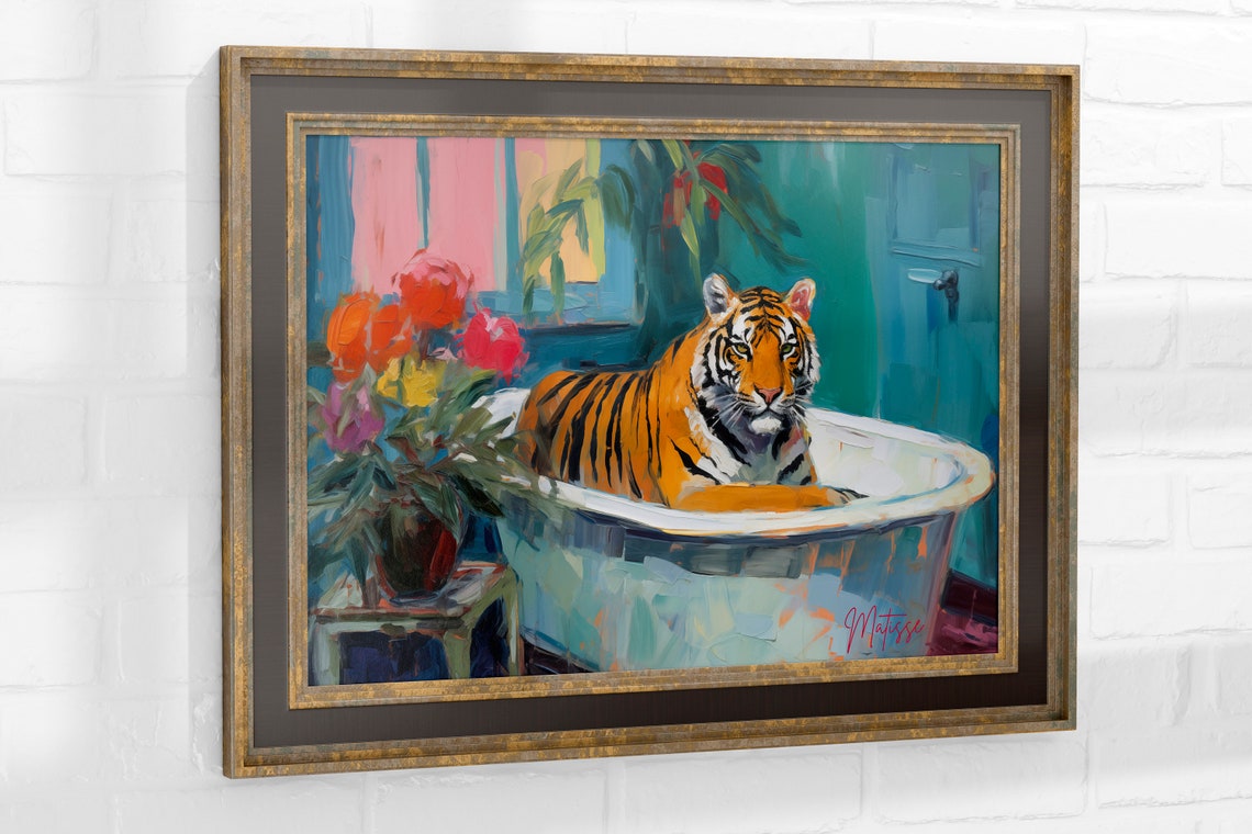 Vintage Matisse Tiger In Bathtub, Art Print - Image 3