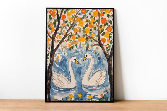 Swan Print, Watercolor Nursery Decor