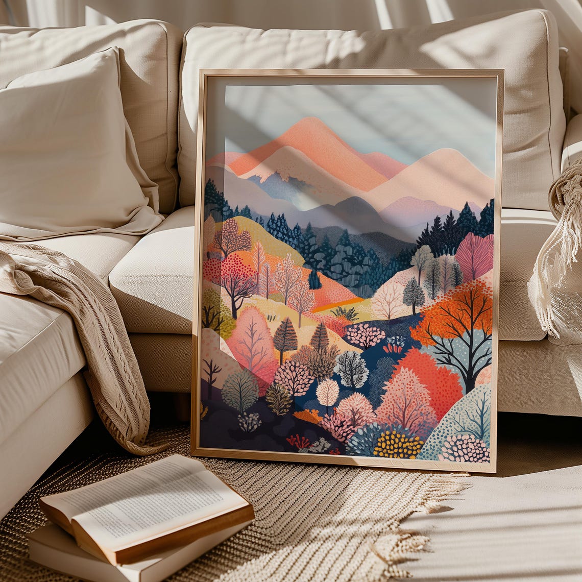 Japandi Landscape, Abstract Nature Mountain Art Print - Image 4