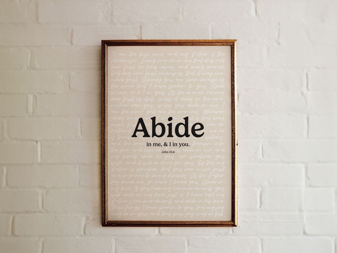 John 15 4 Abide In Me Vine And Branches Layered Scripture Poster - Image 6