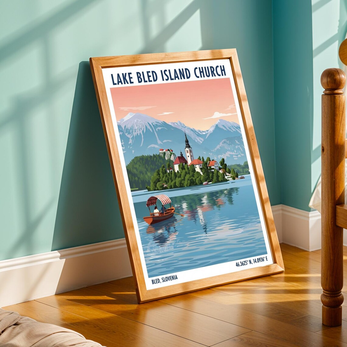 Lake Bled Island Church Slovenia Alpine Lake Sunset Travel Poster