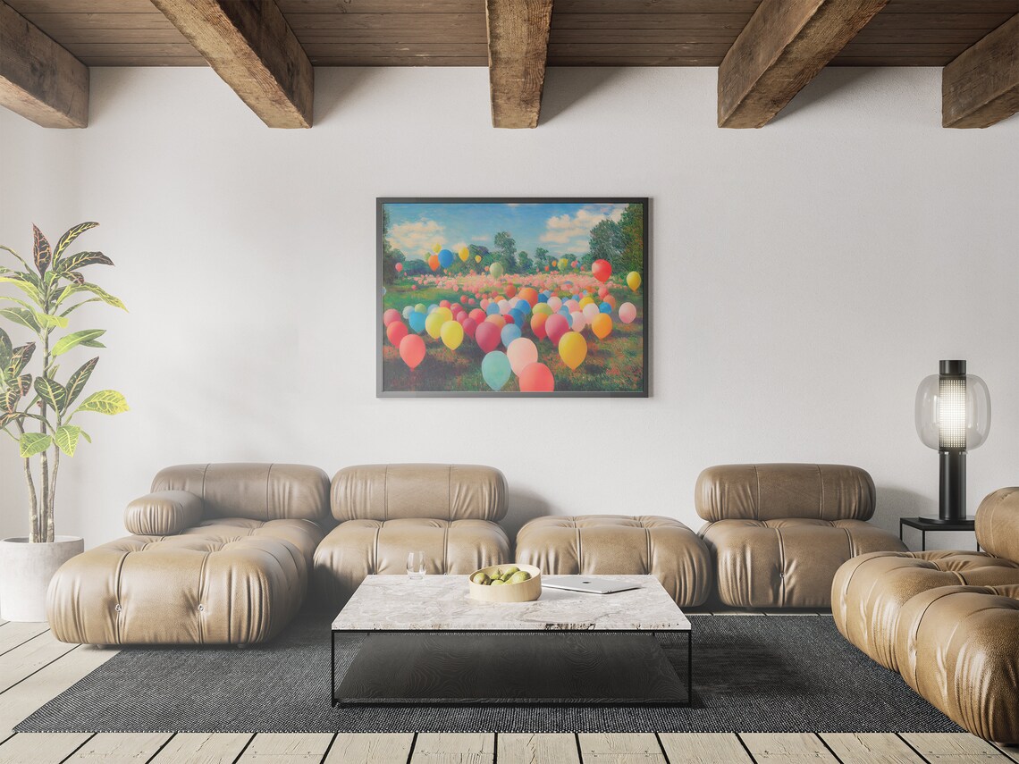 Colorful Balloons Kids Room Art Print, Monet Style - Image 7