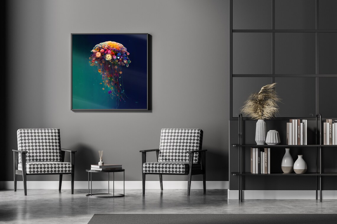Jellyfish Ocean Life Oil-Style Art Print - Image 7