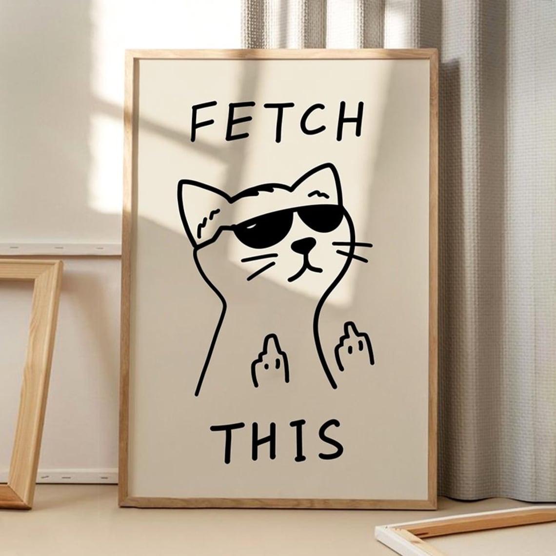 Fetch This Cat Funny Retro Cat Art Poster