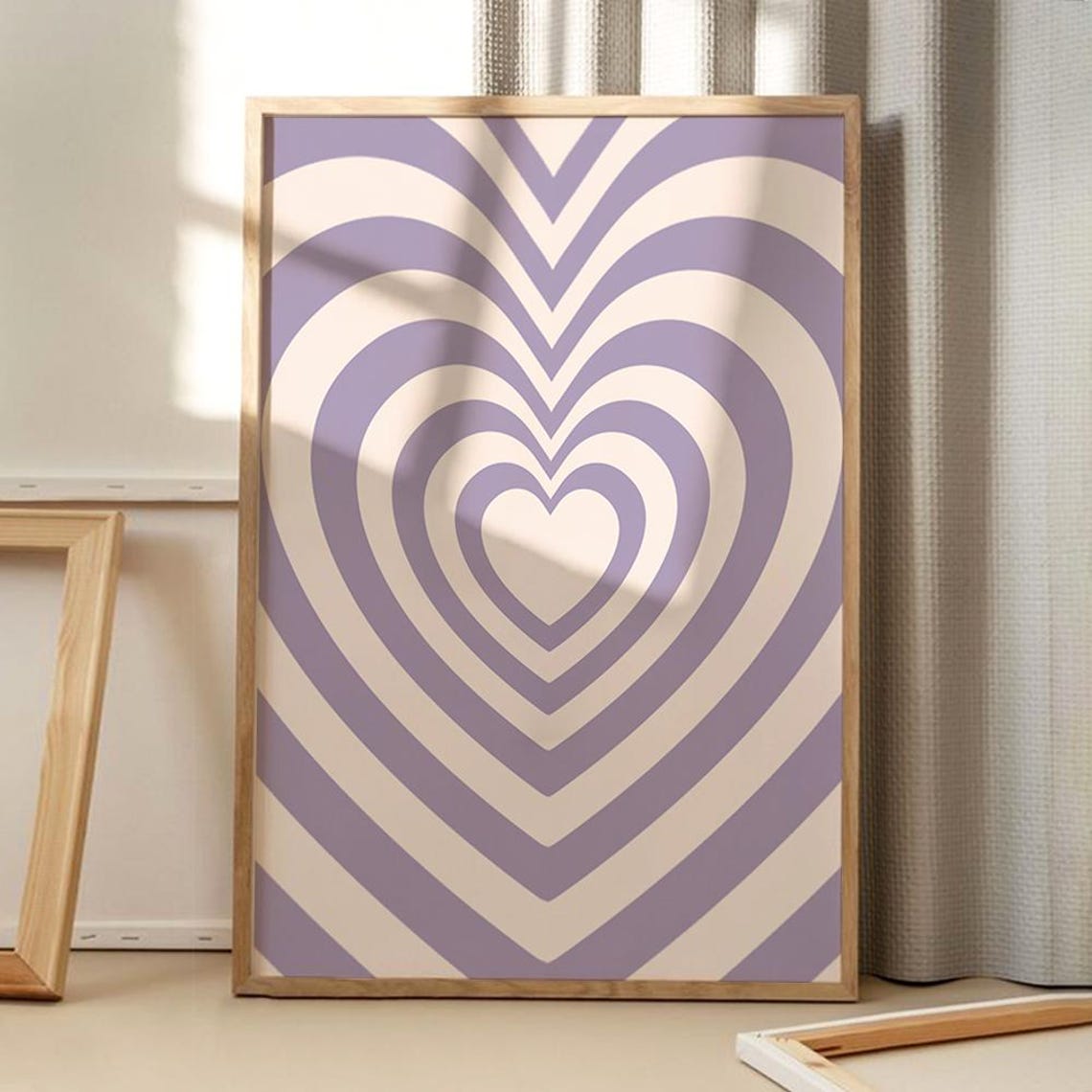 Lavender Purple Hypnotic Heart Swirl Retro Groovy Y2K Room Poster
