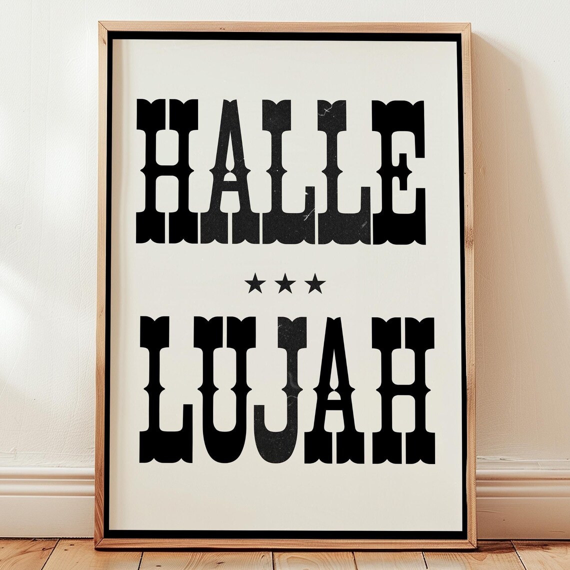 HALLELUJAH Western Typography Gospel Praise Faith Art Poster