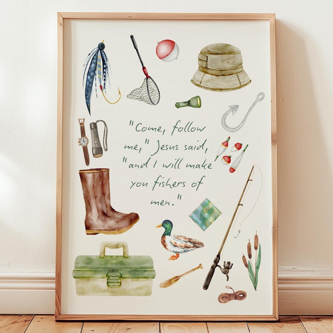 Fishing Scripture Art Print, Christian Fathers Day Gift