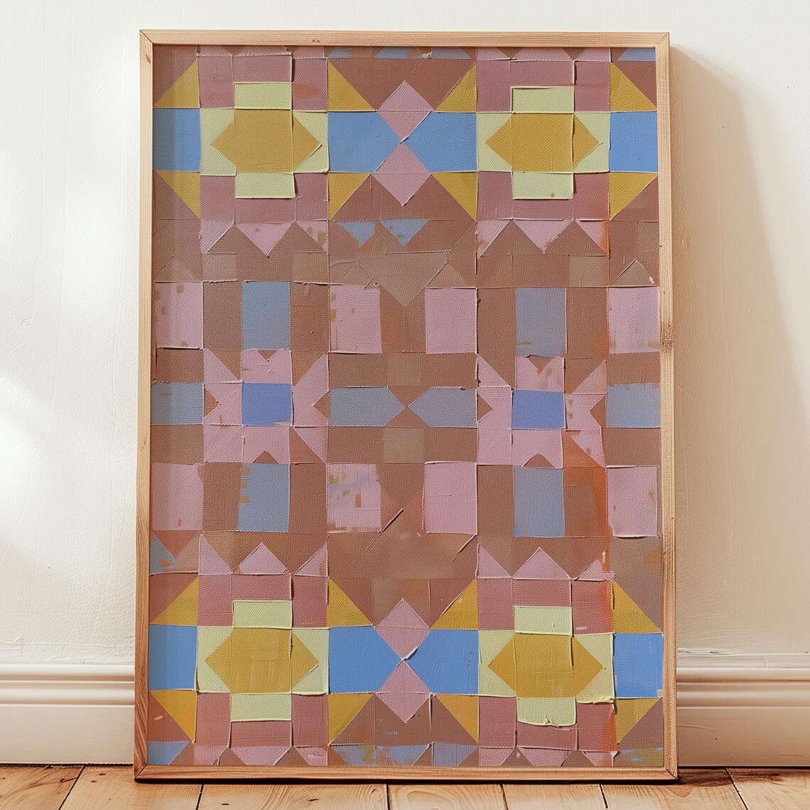 Southwestern Geometric Quilt Pattern Earth Tone Folk Art Wall Poster