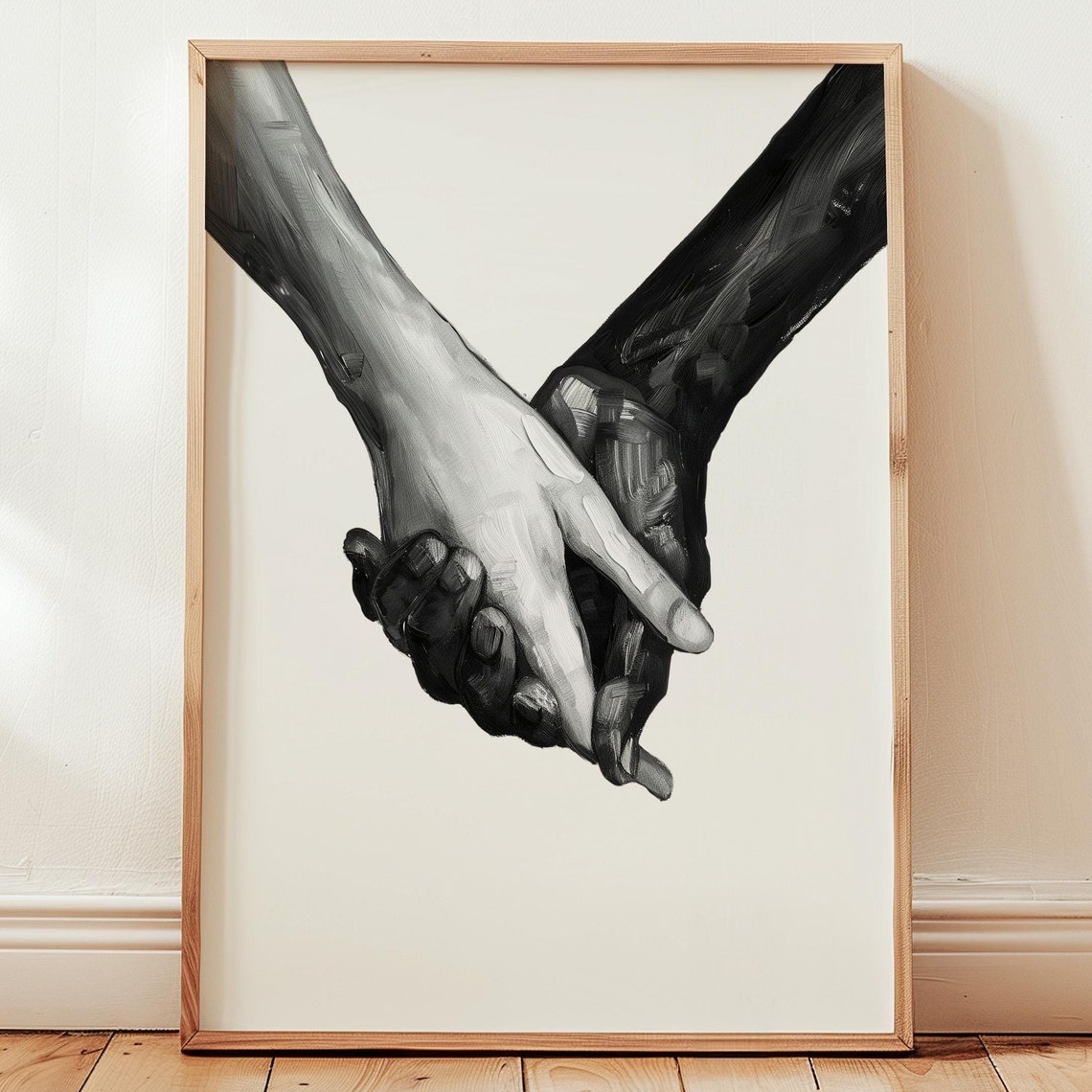 Together Holding Hands Black And White Romantic Couple Poster