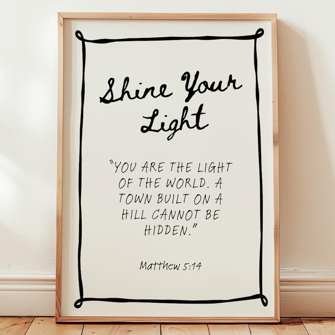 Shine Your Light Matthew 514 Bible Verse Minimalist Christian Art Poster