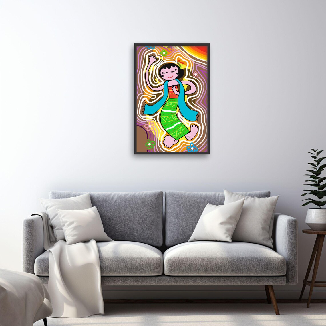 Whimsical Indonesian Dance Art, Boho Kids Room - Image 3