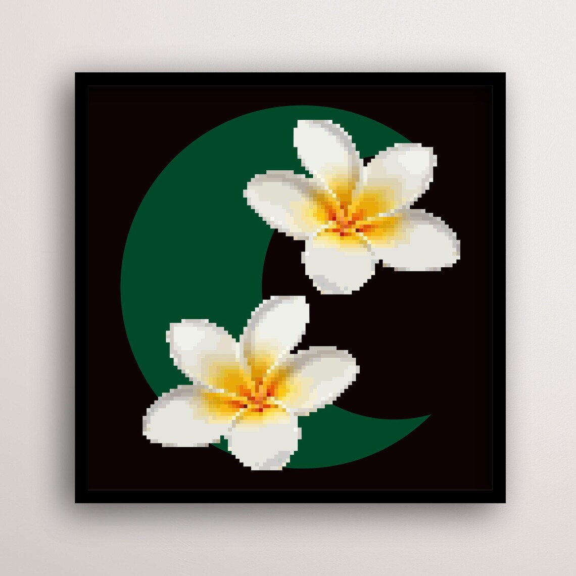 Frangipani Flower Pixel Pop Art, Retro Game