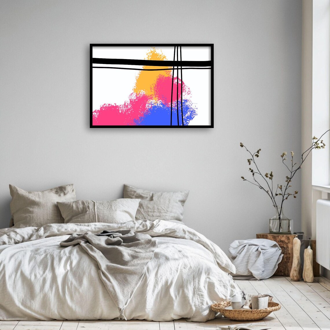 Color Splash Geometric Line Art, Boho Decor - Image 3